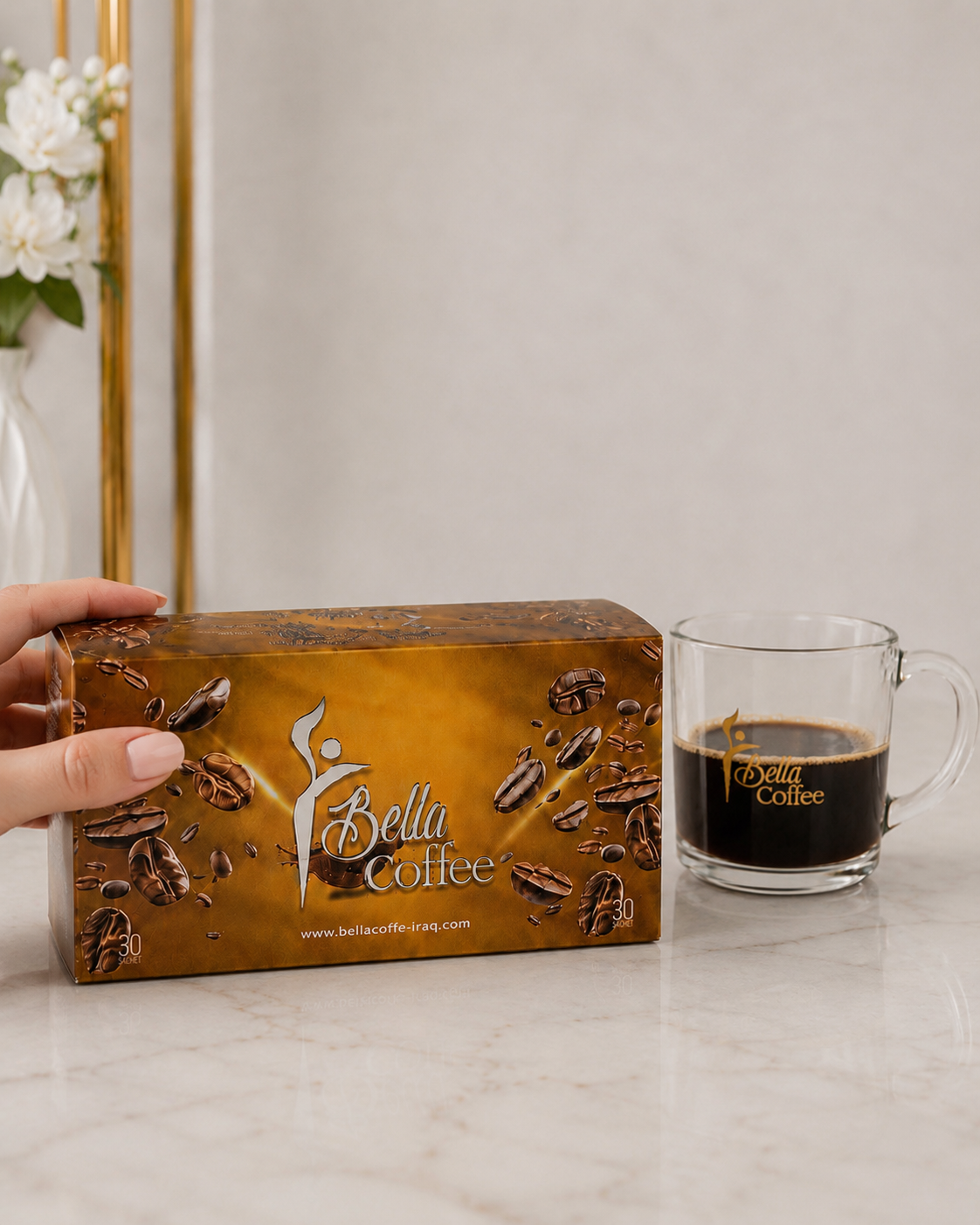 Bella Coffee box with brewed cup
